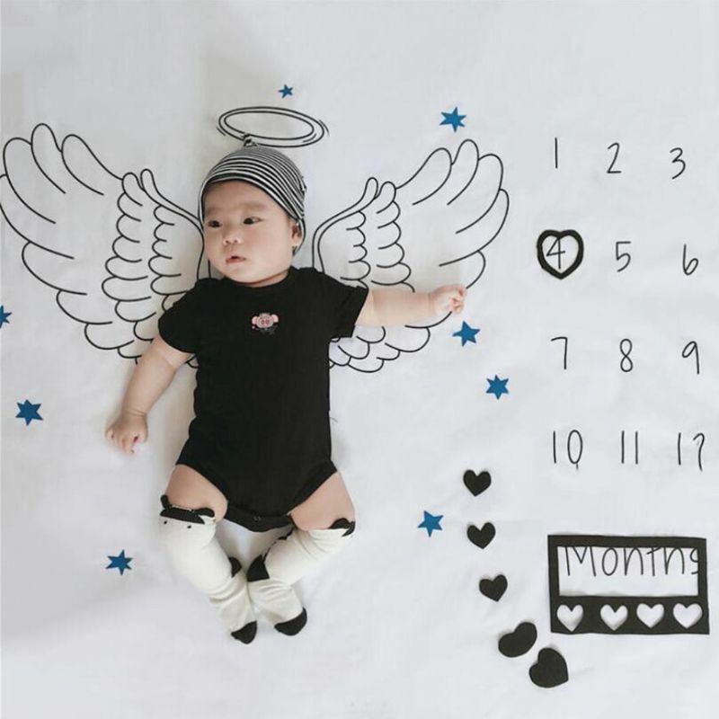 1 Set Newborn Baby Growth Milestone Blanket Costume Photography Props  Non-woven Photo Frame Accessories