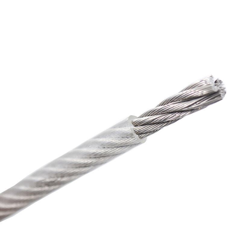 Cuerda de alambre de acero inoxidable 304 recubierta de PVC, Cable Flexible tendedero de 7x7, 0,8mm, 1mm, 1,2mm-5mm, Cable suave transparente