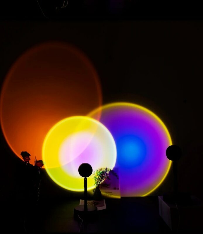 Lampa USB Sunset Rainbow atmosfera Led lampka nocna Sunset lampa projektora dekoracja sypialni tło dekoracja wnętrz kolorowa lampa