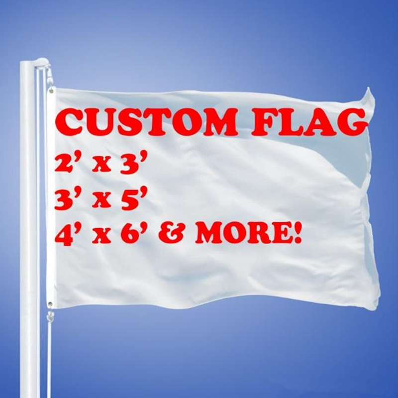 Bendera Kustom 2X3 3X5 4X6 5X8 6x12ft Logo dan Pola Apa Pun Ukuran Tinggi Poliester Murah Dicetak Spanduk Bendera Kustom