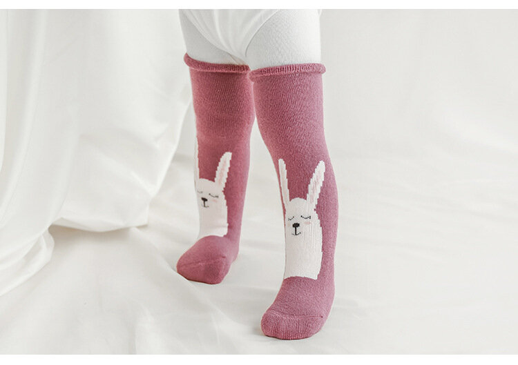 Newborn children pure cotton thick stockings kid girl cartoon warm knee pads long soft baby socks children socks