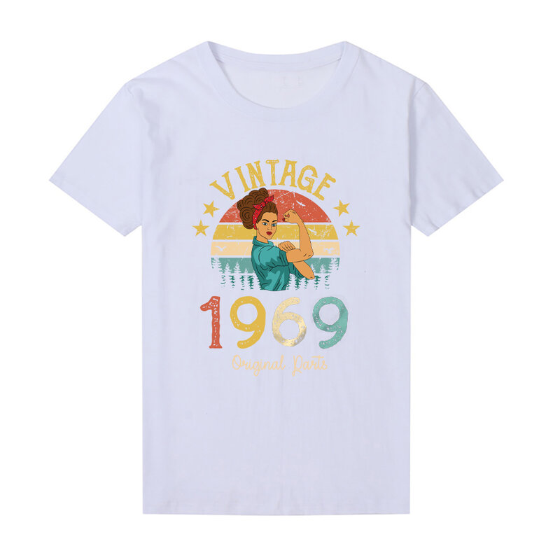 Винтажная Футболка 1969 с оригинальными деталями, женская футболка для розы 55 лет, 55 лет, фотосессия для подарка, веселая Ретро футболка для друзей