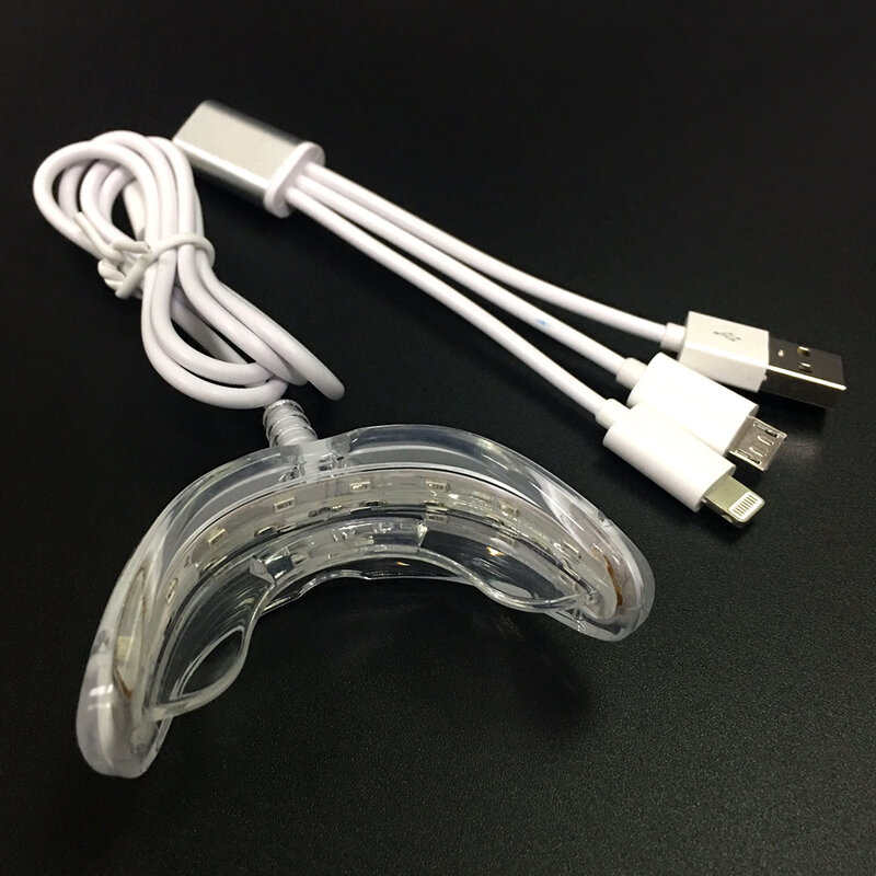 3-In-1แบบพกพาฟันอุปกรณ์ USB ชาร์จ16 LEDs Blue Light Whitening Instrument ฟอกสีฟันทันตกรรมเครื่องมือ