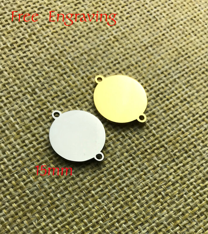 MYLONGINGCHARM – connecteur rond en acier, 2 trous de 8mm 10mm 15mm, breloque de Bracelet personnalisé, logo ou design personnalisé