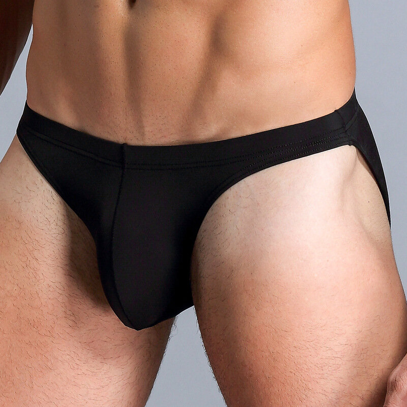 Cueca masculina sexy u convexo de uma peça ultra-fina transparente calcinha de seda gelo cuecas masculinas cintura baixa pênis grande bolsa shorts