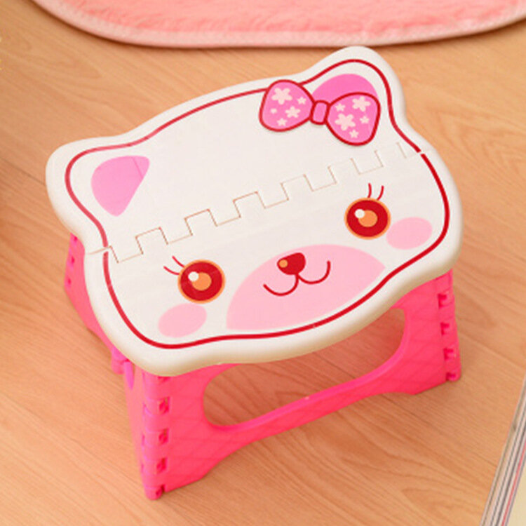 H Cute Portable Plastic Stools Thicken Step Folding Child Stools Plastic Folding Chairs Kids Stools Pink Blue
