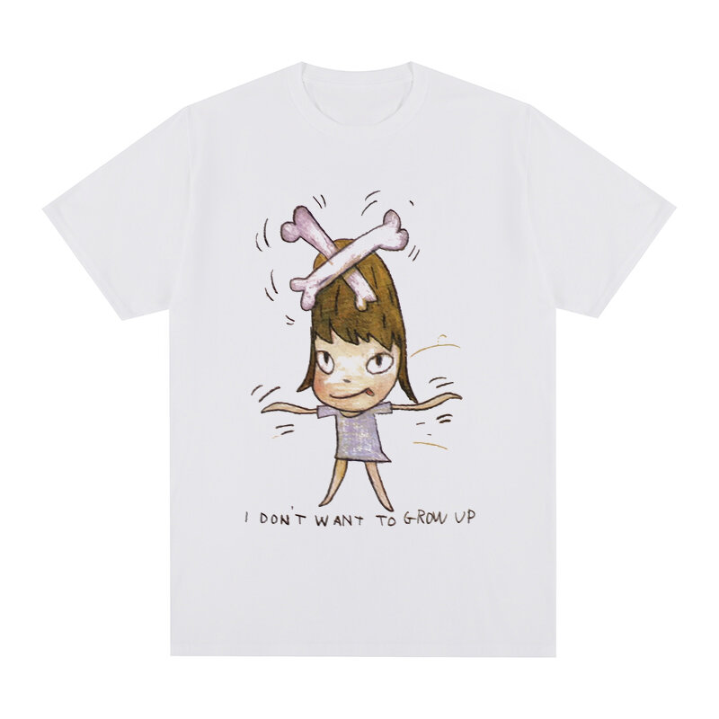 Yoshitomo Nara-Camiseta de algodón para hombres y mujeres, nueva camiseta con frase I Don't Want To Grow Up