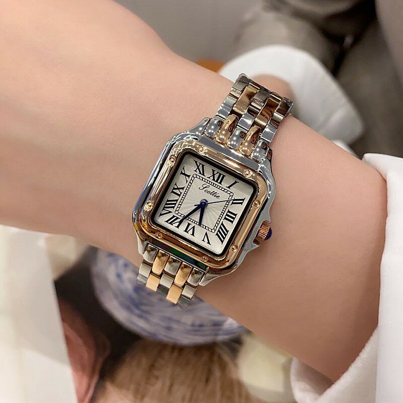 Jam tangan persegi baru 2023 jam tangan kuarsa gaun wanita modis jam tangan wanita mewah emas mawar sederhana jam tangan wanita Relogio Feminino