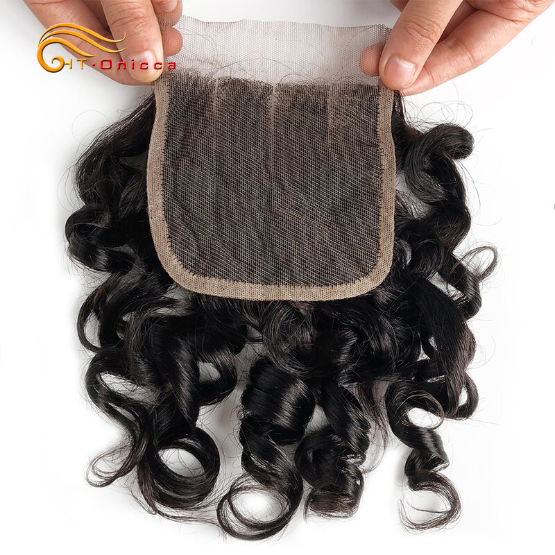 Короткие человеческие волосы с эффектом омбре 4x4 короткие бразильские волосы три части средней части Прозрачная Кружевная застежка с детским наращиванием волос
