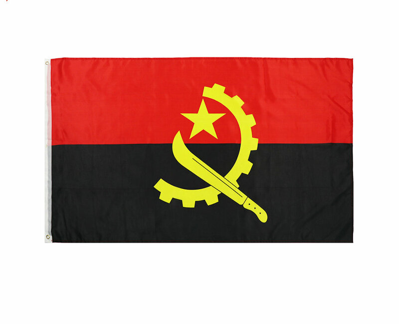 أنغولا العلم الوطني 90X150cm معلقة البوليستر الأشعة فوق البنفسجية تتلاشى مقاومة أنغولا العلم الوطني راية للزينة