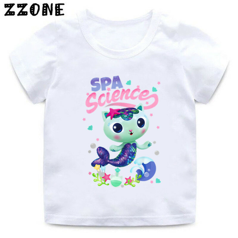 Ubrania dla dziewczynek śliczne Gabbys dom dla lalek kreskówki dla dzieci śmieszne koszulki dla niemowląt chłopcy T shirt lato z krótkim rękawem dla dzieci topy, ooo5456