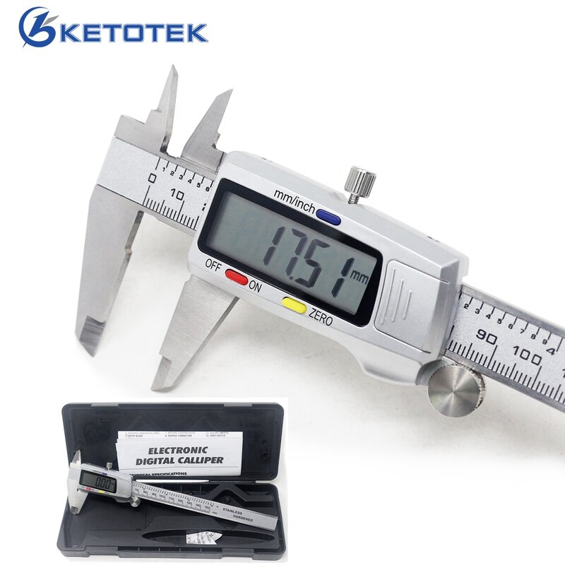 Paquímetro digital eletrônico de metal, 150mm, medidor de calibre vernier de aço inoxidável, ferramenta de medição, régua digital