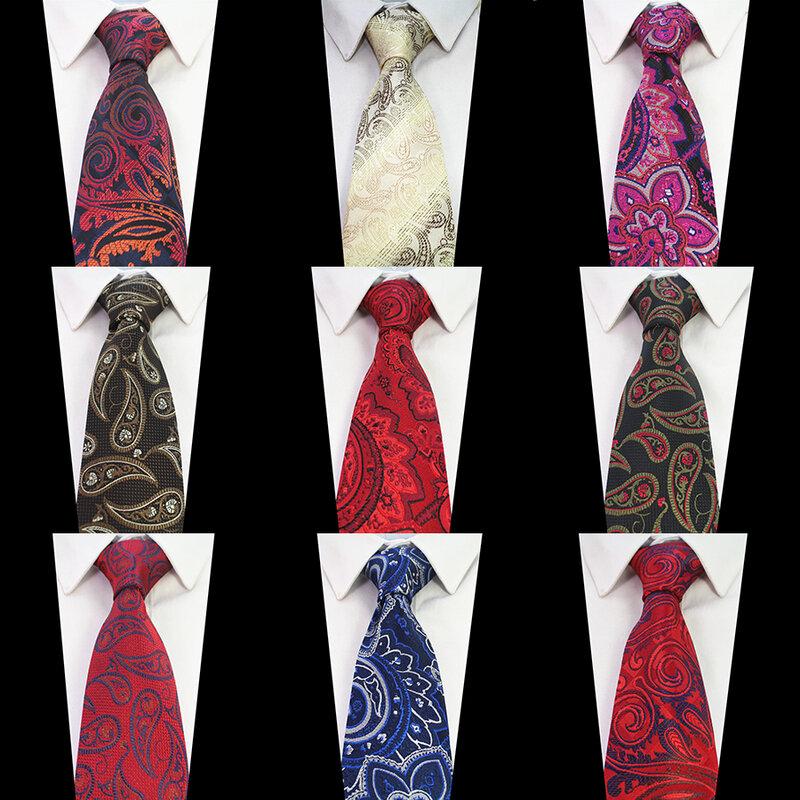 GUSLESON New Print Dot Plaid Tie For Men Extra Long Size 9cm Necktie Paisley Silk Jacquard Woven Neck Tie Suit Wedding Party