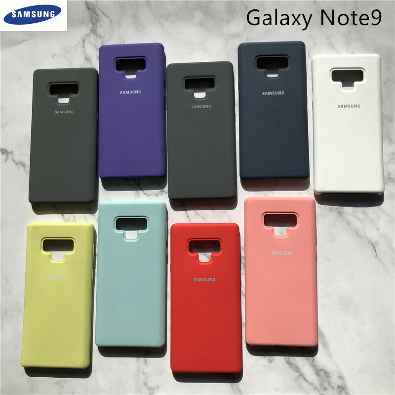 Coque en silicone liquide d'origine Samsung Galaxy Note 9 coque souple soyeuse au toucher pour Galaxy Note9 coque arrière de protection complète