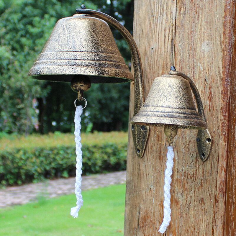 Nordic Stil Übergroßen Vintage Braun Metall Eisen Tür Glocke Wand Montiert Willkommen Cast Drahtlose Tür Glocke Veranda Garten Dekoration