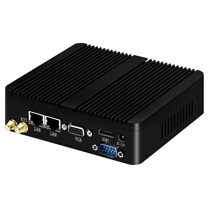 XCY-Mini PC Fanless Intel Celeron J6412, Dual Ethernet, 2x COM, RS232, RS485, Windows Linux, HDMI, VGA, 4x USB, WiFi, Computadores Industriais
