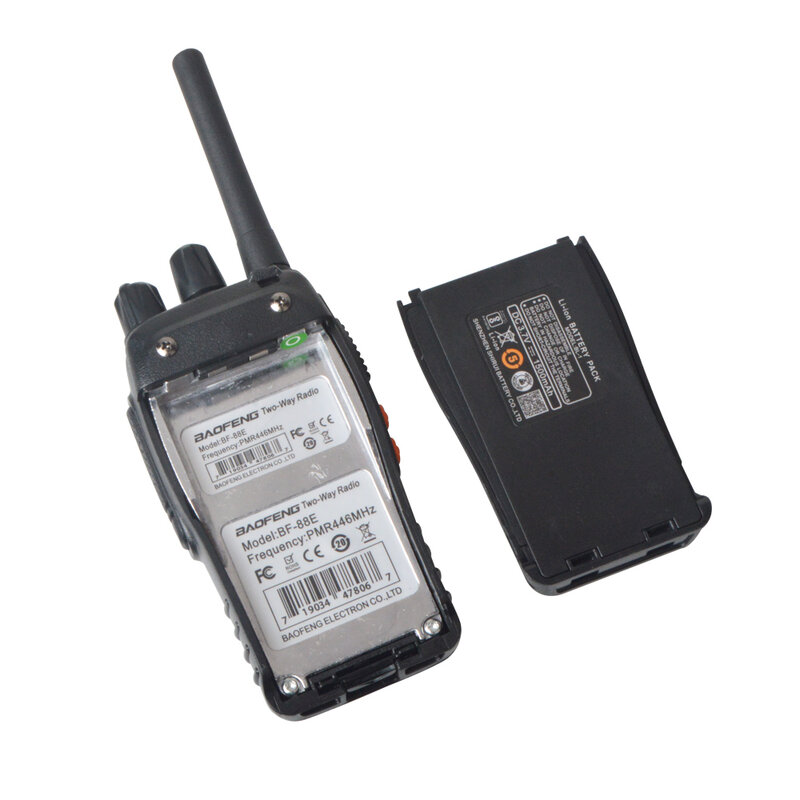 Baofeng-walkie-talkie BF-88E PMR, 16 canales, 446,00625-446,19375 MHz, Radio sin licencia con cargador USB y auricular, 2 unids/lote por paquete