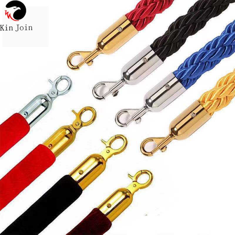 High Quality 1.5m KINJOIN Flannel Sling For Welcoming Queuing Columns Pole Fences Stands Long Twisted Lining Barrier Rope,