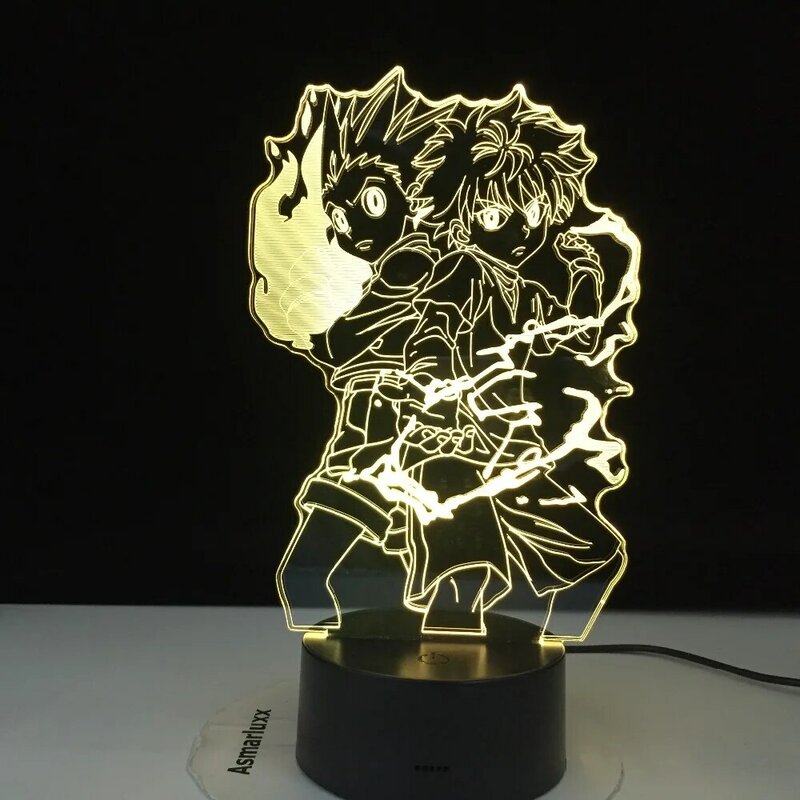Lampada 3d Anime HUNTER x HUNTER Gon e Killua figura luce notturna per bambini camera da letto Decor fan luce regalo bambini luce notturna a Led