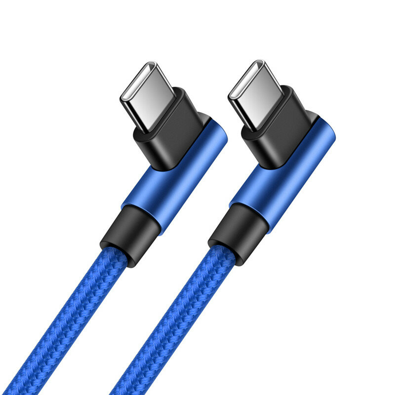 Cables tipo c de codo de 90 grados, 20V, 3A, 60W, PD, carga rápida tipo C a tipo C macho a macho, dispositivos USB tipo C, 0,2 m, 1m, 2m, 3m