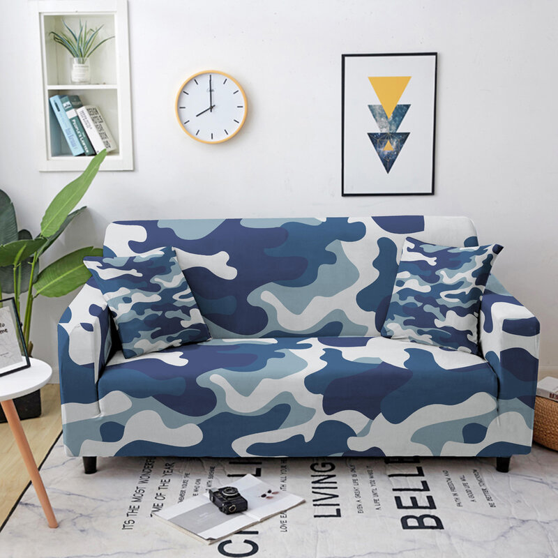 Funda elástica de camuflaje para sofá, cubierta protectora de sofá de esquina para sala de estar