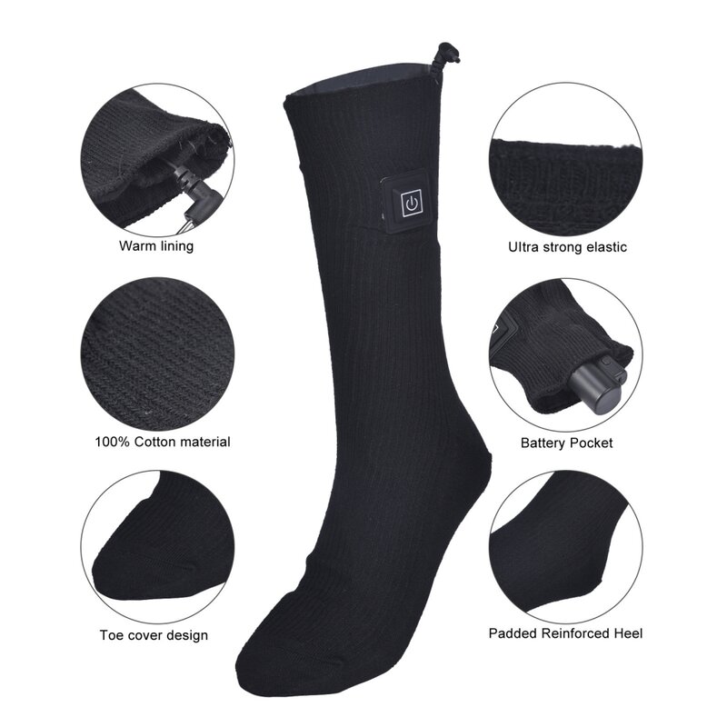 Sokken – chaussettes chauffantes électriques, rechargeables, sans batterie, thermiques, pour homme et femme, pour le Ski en hiver