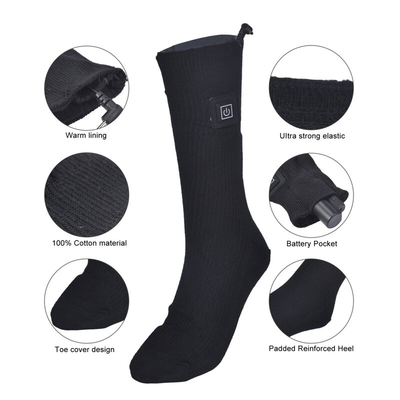 Calcetines térmicos para hombre y mujer, calcetín eléctrico con calefacción, recargable, sin batería, para esquí de invierno