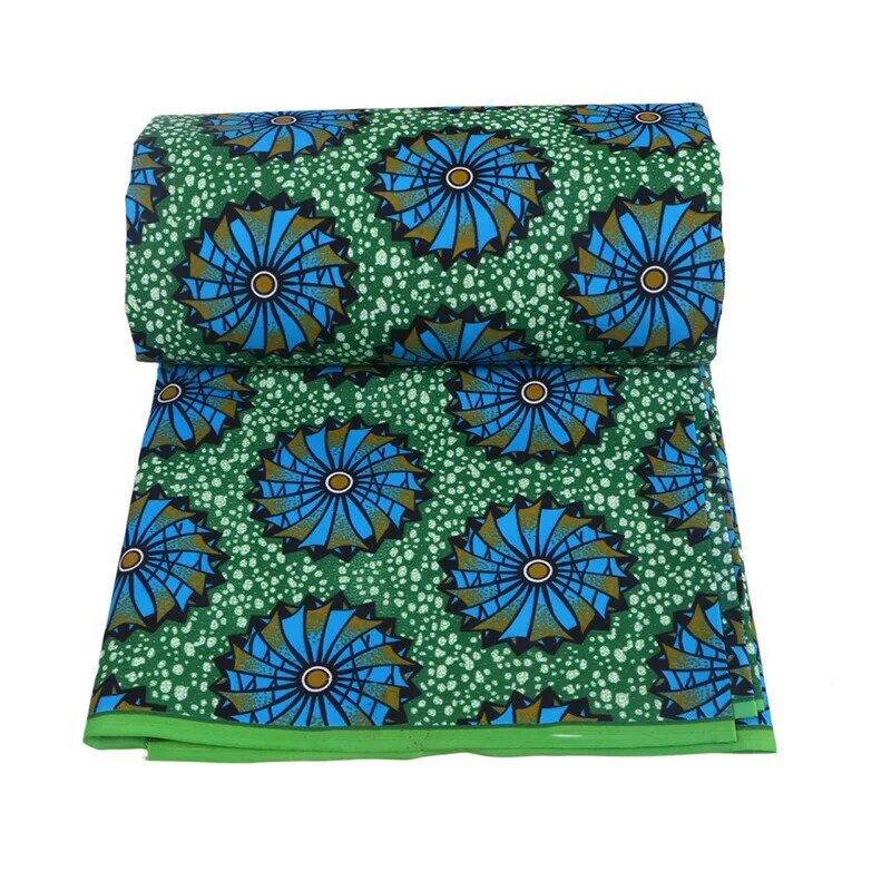 2020 Fashionable Real Wax Green 100% Polyester African Fabric For Dashiki Women Dress 6Yards\set