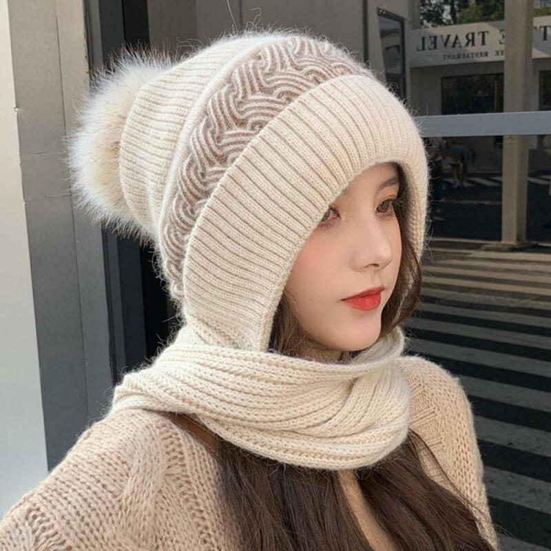 Dropshipping!! Chapéu feminino torção padrão brimless outono inverno estilo coreano tricô boné cachecol para equitação