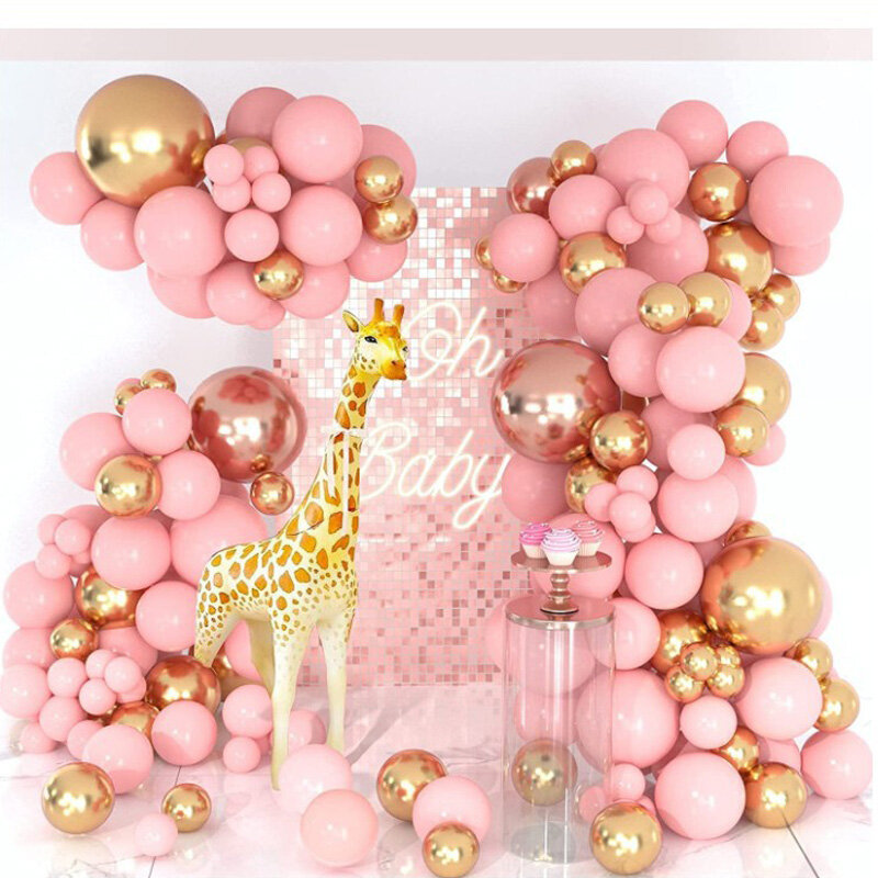 149pcs palloncino rosa ghirlanda arco Kit palloncini d'oro 1 ° Baby Shower  ragazza principessa compleanno decorazione decorazioni per feste di nozze /  Forniture da festa