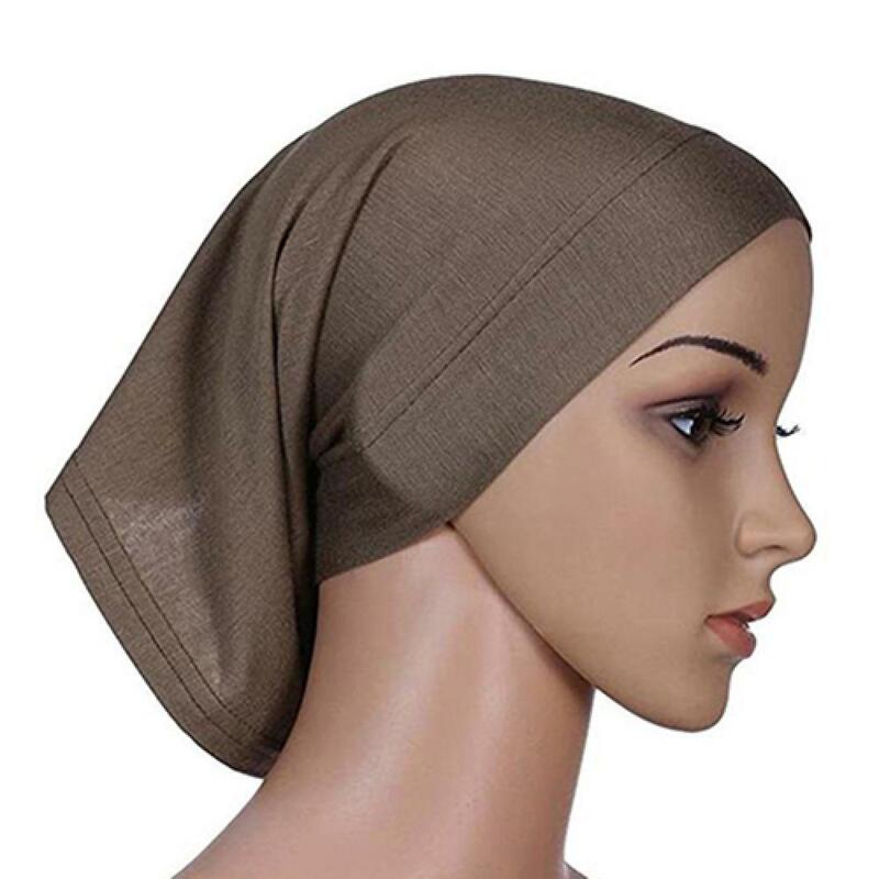 Hijab da donna musulmani cappellino in cotone tinta unita elastico traspirante copricapo sotto sciarpa cappello scialle 2021