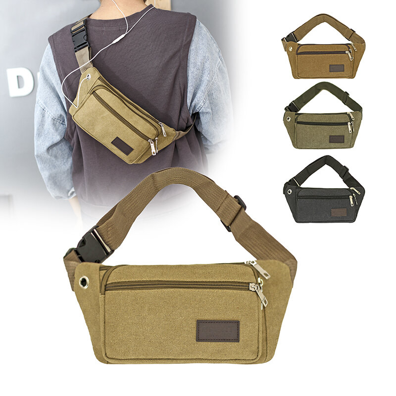 Thickened canvas Waist Bags Belt Bag Chest Phone Pouch Bum Bag Casual Crossbody Wallet Belt Shoulder Travel Sport Purse Pocket