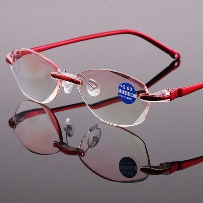 Anti Luce Blu Occhiali Da Lettura Memoria Presbiopia Ipermetropia Magnifier Frameless Eyeswear Senza Montatura + 1.0 + 1.5 + 2.0 + 2.5 + 3.0 + 3.5 + 4.0