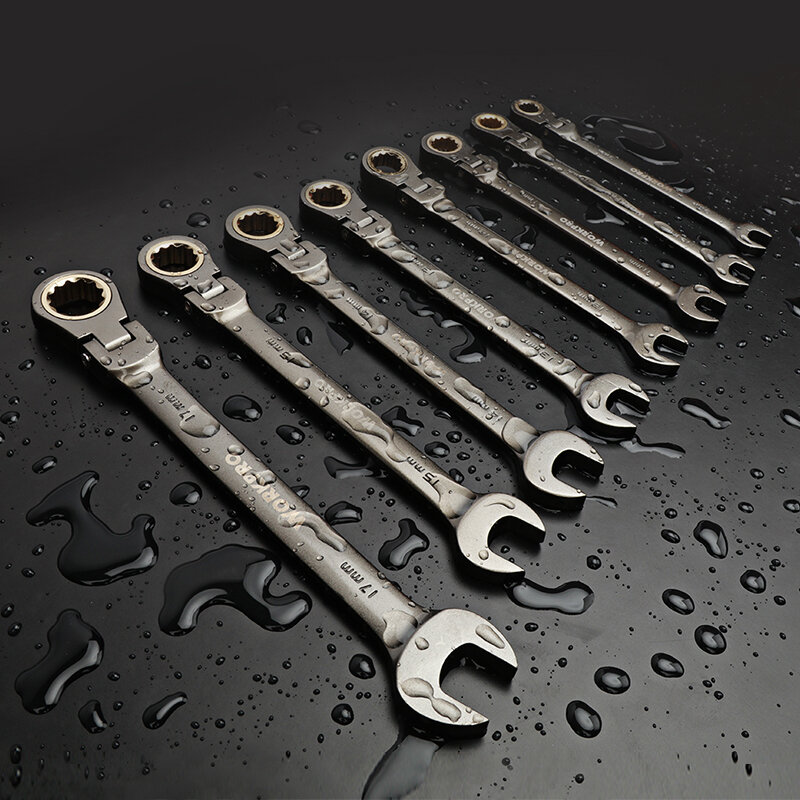 Workpro 8Pc Wrench Set Flex-Hoofd Ratel Ringsteeksleutels Metric/Sae Ratel Sleutels Set Auto Reparatie Tools