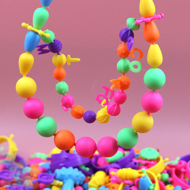 Поп-праздничное бусины оснастки вместе для малыша ювелирные изделия набор "сделай сам", зажим для ожерелья и браслет на день рождения игрушки подарки бисер для детей