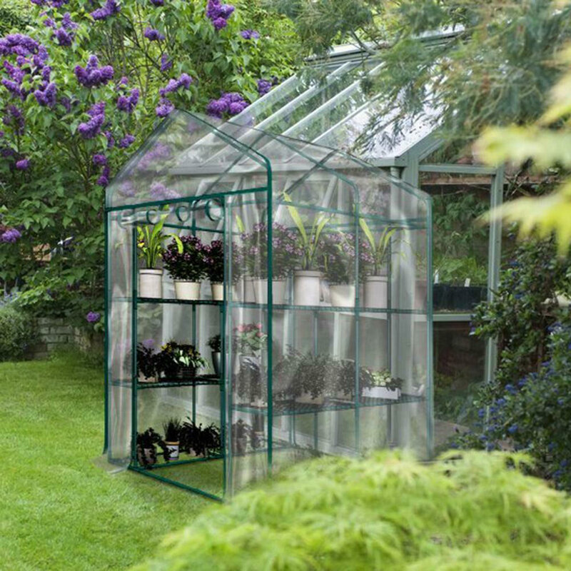 Giardino di Piante da Fiore di Copertura 3 Fila Anti-Uv Impermeabile IN PVC Portatile Serra P7Ding