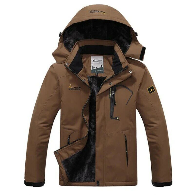 Jaket hoodie pria, mantel Luaran pria, jaket hoodie militer, mantel tahan angin, hangat, Beludru, Parka Musim Dingin 2024