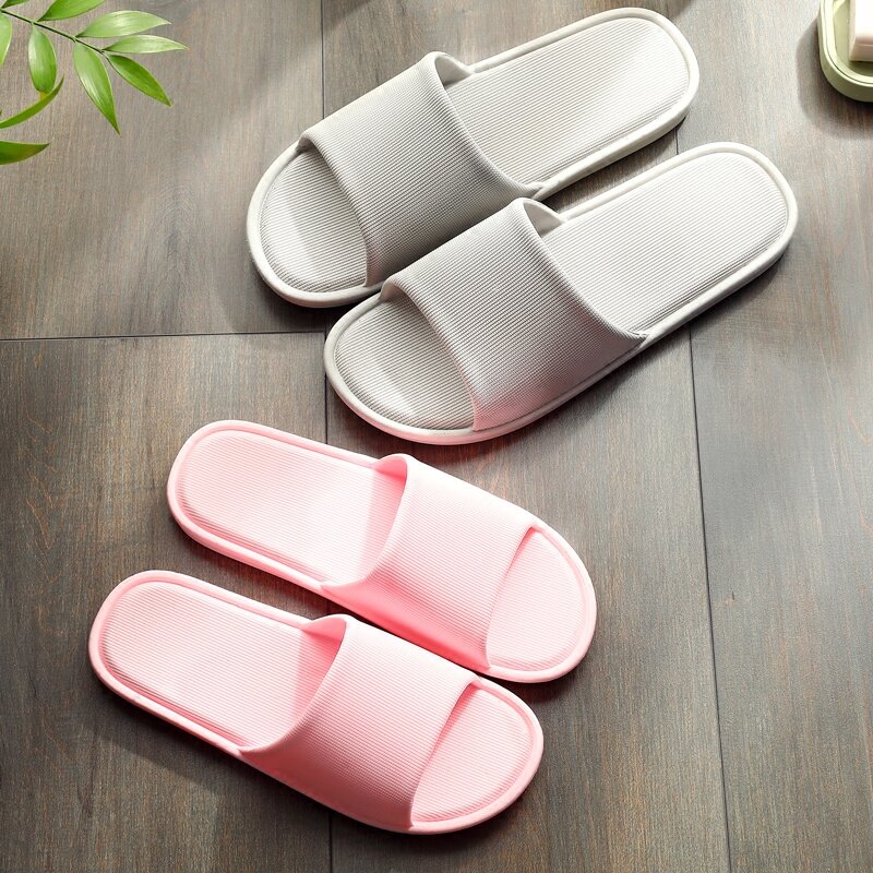 Home Slippers Indoor Floor Shoes Silent Sweat Slippers For Summer Women Sandals Slip On Bath Slippers Couple Shoes Soft Slip On