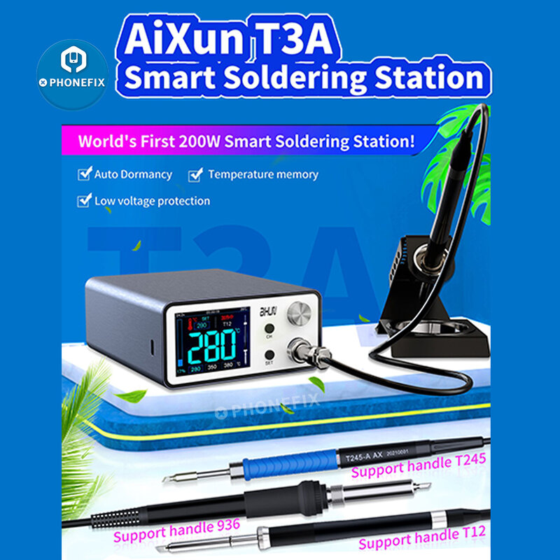JC AIXUN-Station de soudage numérique T3A 200W, outil de réparation de téléphone portable, outils de fer à souder électrique avec embouts de poignée T245 T12 936