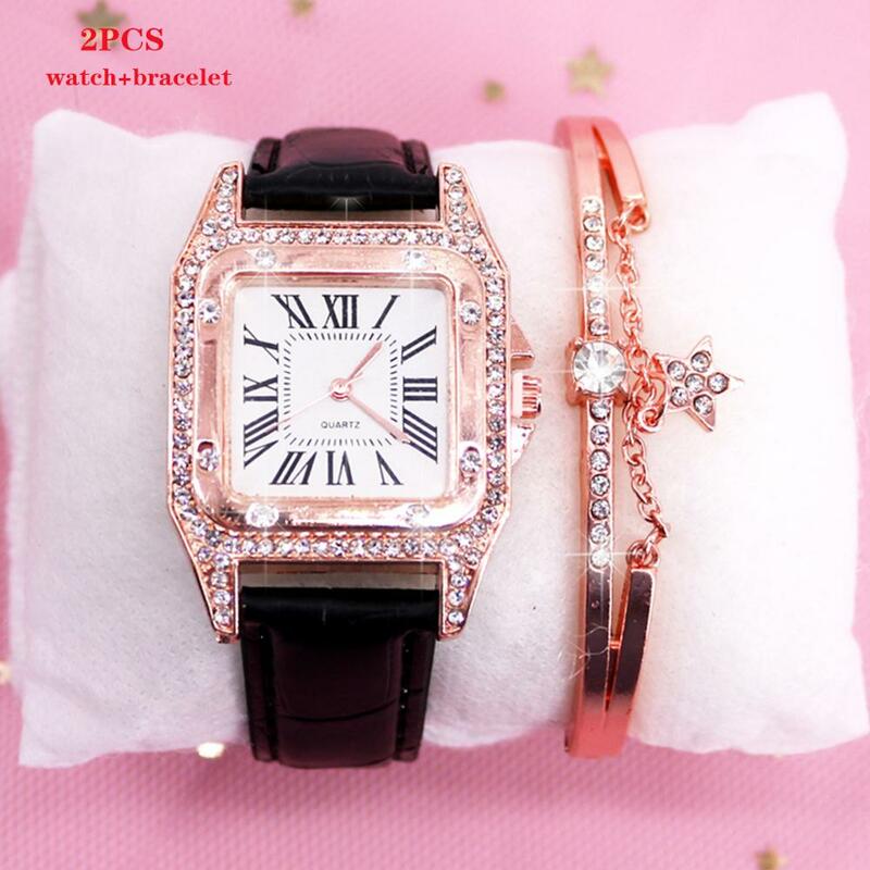 2020 senhoras de luxo relógio quadrado diamante relógios femininos moda casual pulseira couro feminino quartzo relógio de pulso feminino