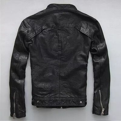 Alta qualidade primavera outono jaqueta de couro genuíno dos homens curto fino motociclo jaquetas para masculino outerwear jaqueta de couro mf030