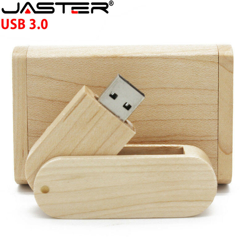 JASTER USB 3.0 flash drive 4GB 8GB 16GB 32GB 64GB Swivel Maple USB Stick Pendrive and Wood Box Over 5pcs Free Custom Logo