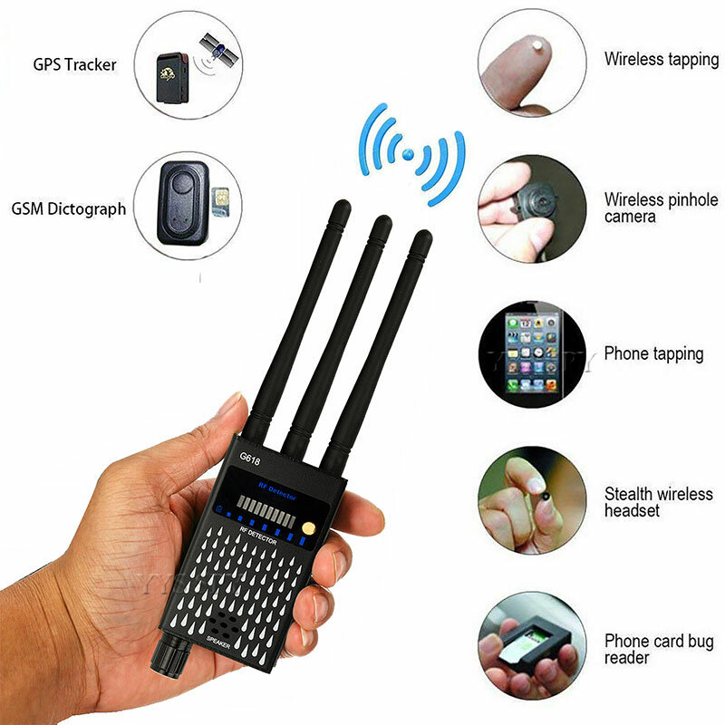 Detector profesional G618 de 3 antenas, buscador de señal RF CDMA antiespía para GSM, rastreador GPS, cámara oculta inalámbrica