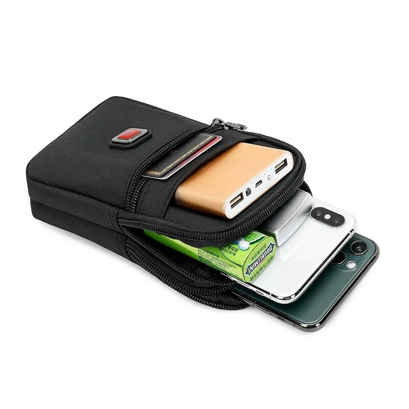 JANGEAR Men's Mobile Phone Pockets Small Shoulder Bag 6 Inch -7 Inch Mobile Phone Bag Multi-Function Wear Belt Vertical Backpack