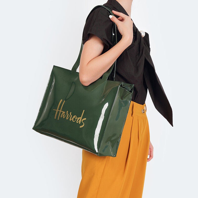 Bolso de mano de gelatina para mujer, bolsa de compras de flores ecológica, reutilizable, impermeable, de PVC, para hombro