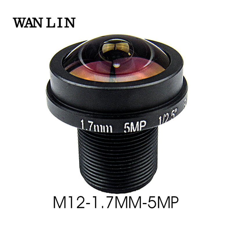 1.7Mm Fisheye Lens 5Megapixel Voor Hd Cctv Ip Camera M12 Mount 1/2.5 "F2.0 180 Graden Groothoek Panoramisch Cctv Lens