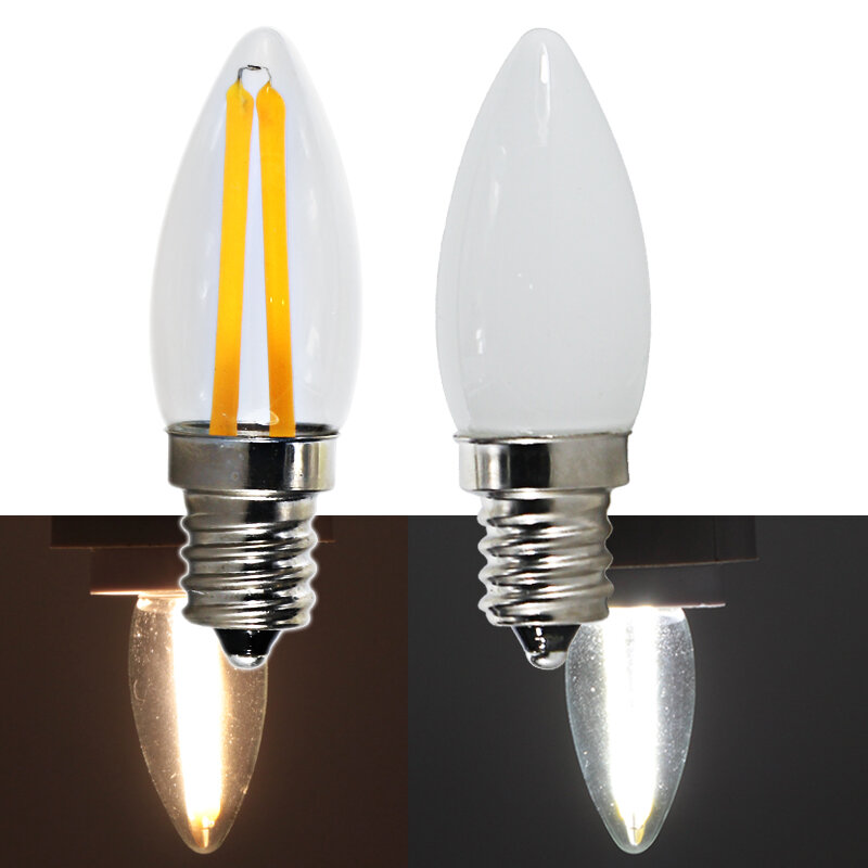 Lampada Led E12 110V 220V 2วัตต์หลอดไฟCobชิปขนาดเล็กประหยัดพลังงานโคมไฟสำหรับhome Wall-โคมไฟระย้าโคมไฟ
