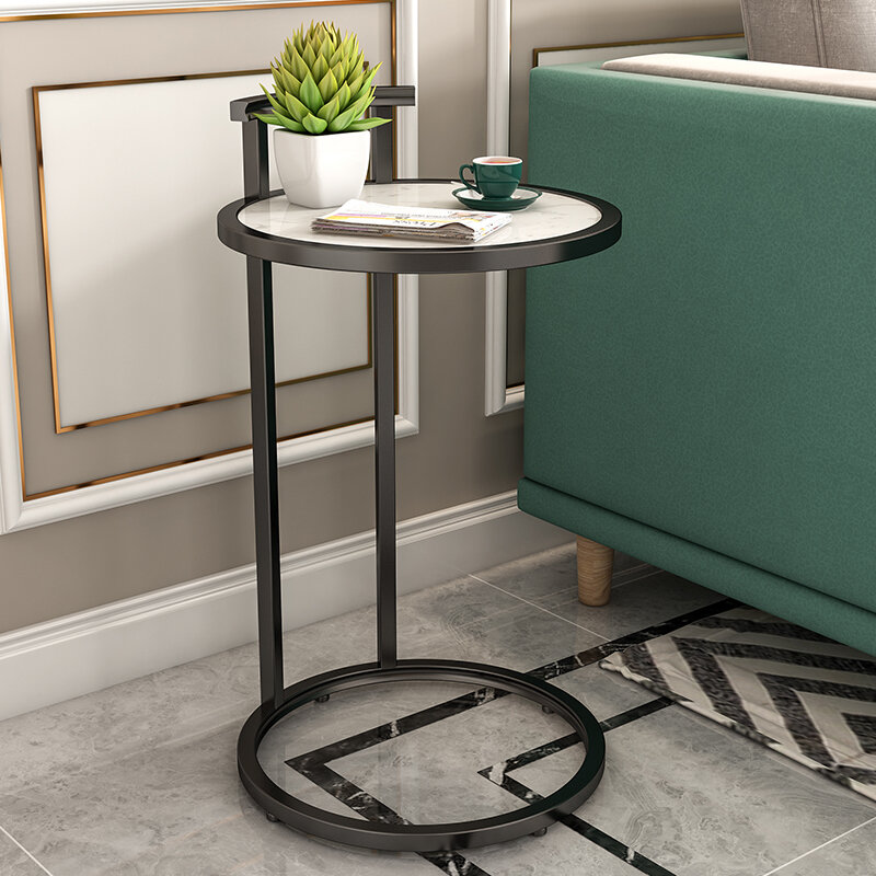 Okrągły mały stolik kawowy prosta nowoczesna Sofa do salonu stolik dom umeblowanie lekki luksusowy kutego żelaza marmurowy stolik kawowy