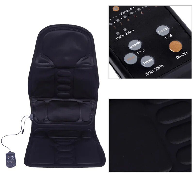 ไฟฟ้าเก้าอี้คอนวดกลับเก้าอี้นวดเก้าอี้เบาะที่นั่ง Vibrator Massager เบาะอุ่น Pad สำหรับขาเอว Body Mas