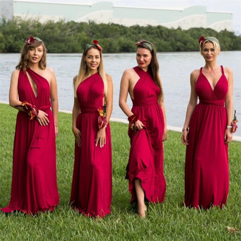 Женское платье подружки невесты, бордовое разноцветное платье для свадебной вечеринки, 2024